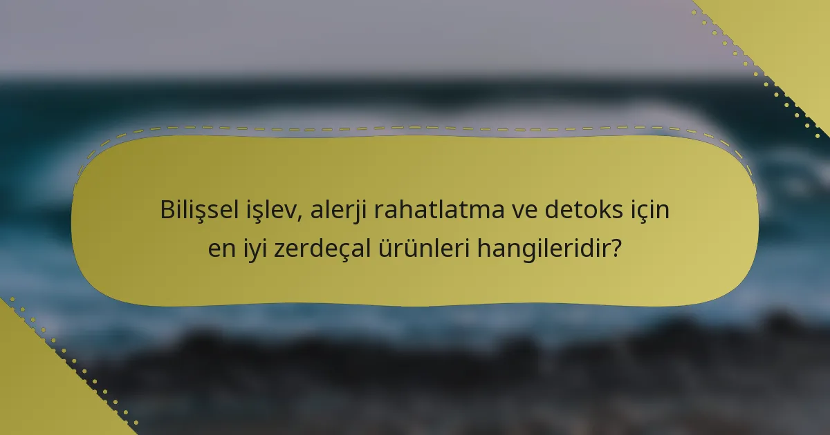 Bilişsel işlev, alerji rahatlatma ve detoks için en iyi zerdeçal ürünleri hangileridir?