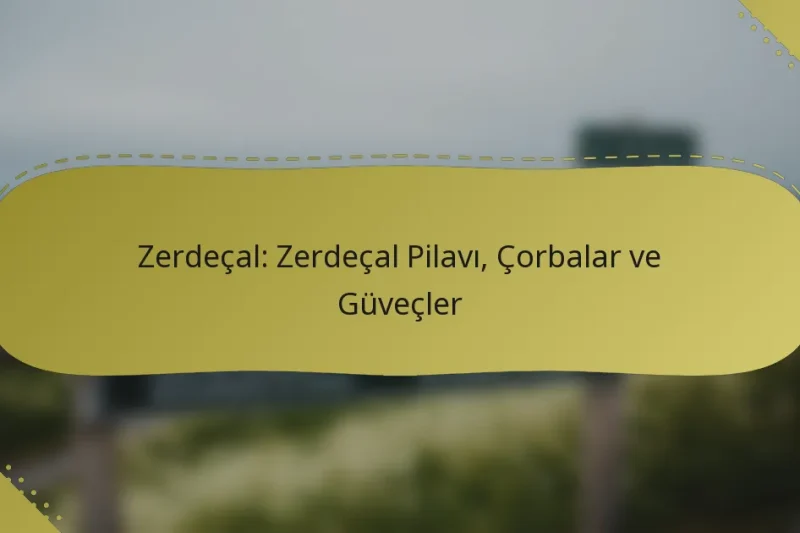 Zerdeçal: Zerdeçal Pilavı, Çorbalar ve Güveçler