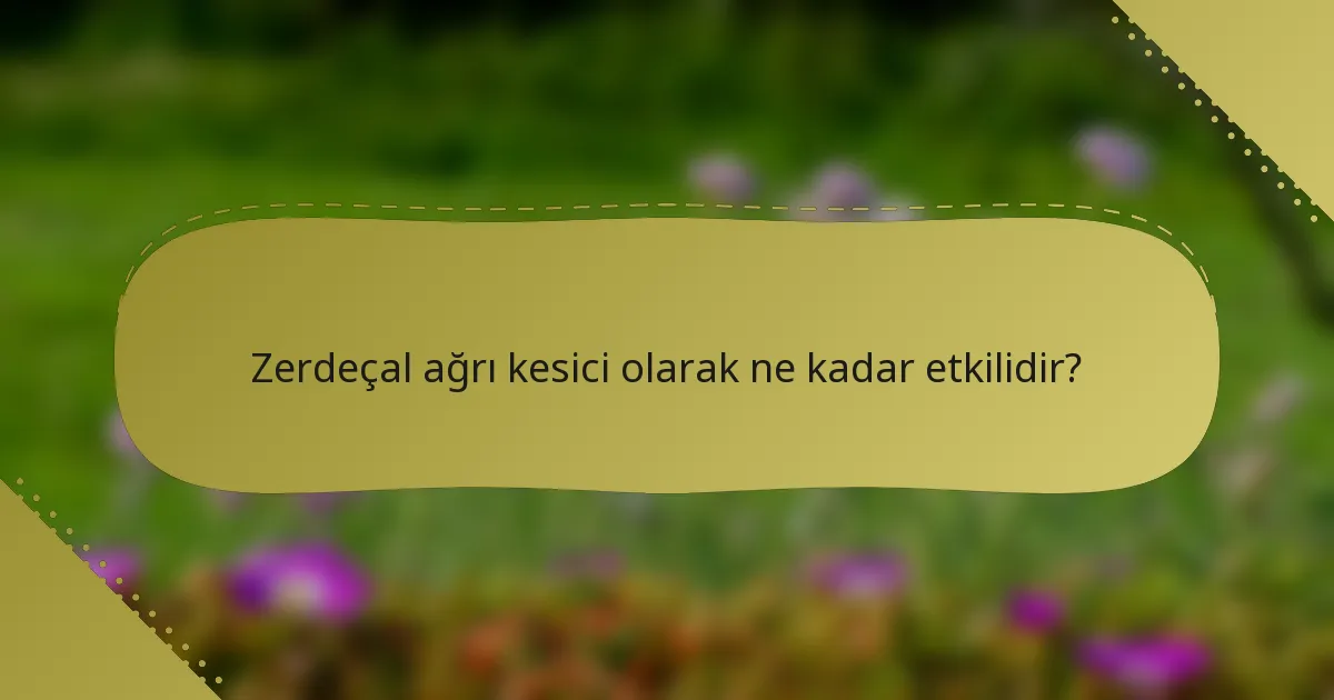 Zerdeçal ağrı kesici olarak ne kadar etkilidir?