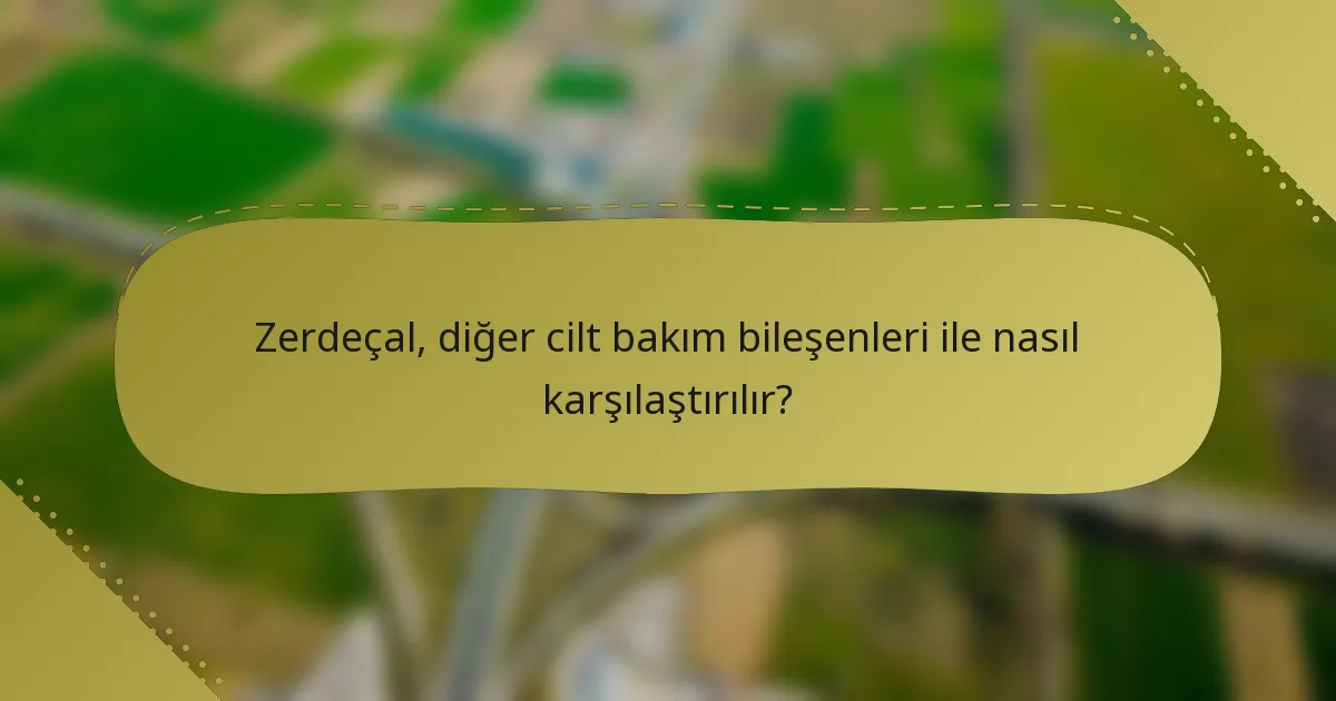 Zerdeçal, diğer cilt bakım bileşenleri ile nasıl karşılaştırılır?
