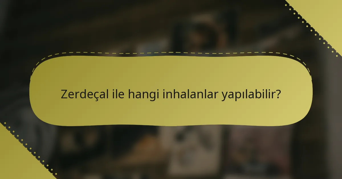 Zerdeçal ile hangi inhalanlar yapılabilir?
