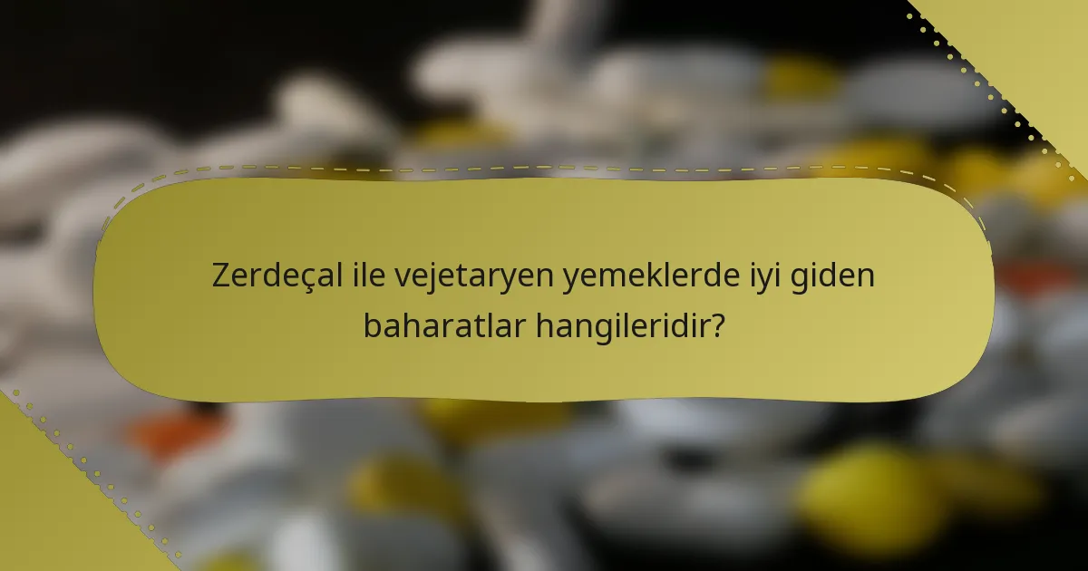 Zerdeçal ile vejetaryen yemeklerde iyi giden baharatlar hangileridir?