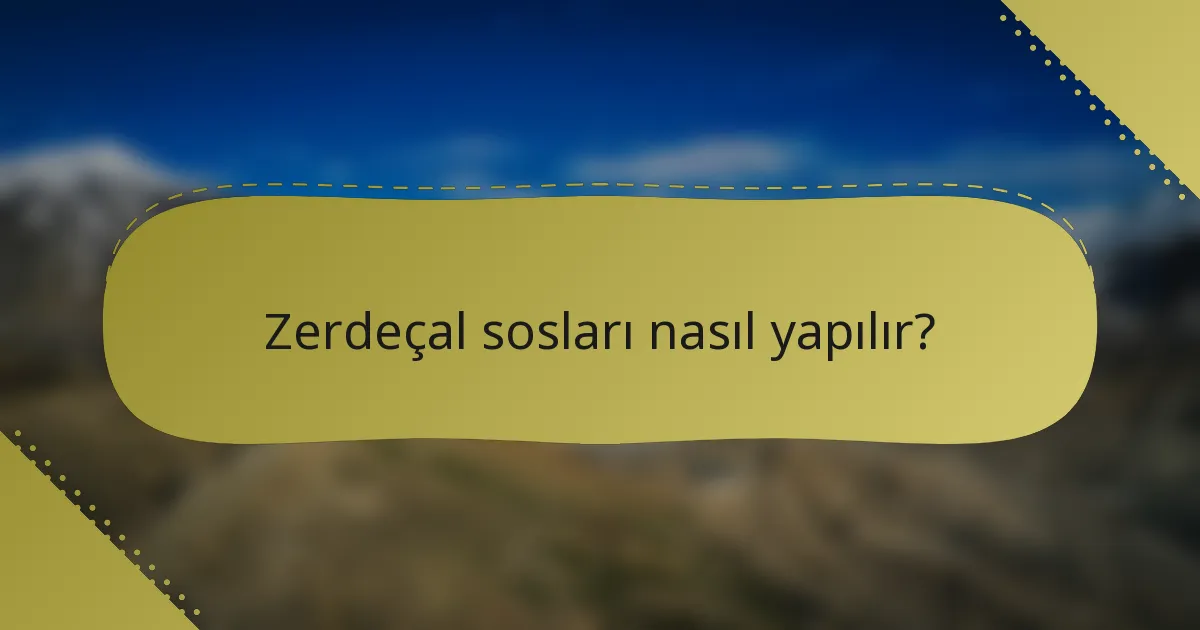 Zerdeçal sosları nasıl yapılır?