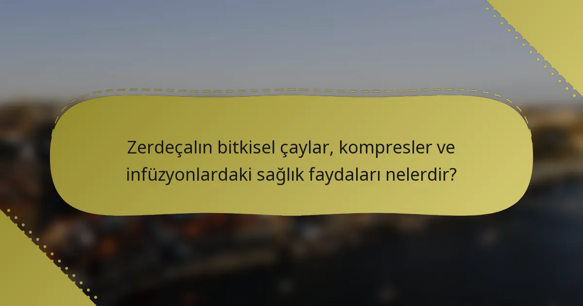 Zerdeçalın bitkisel çaylar, kompresler ve infüzyonlardaki sağlık faydaları nelerdir?