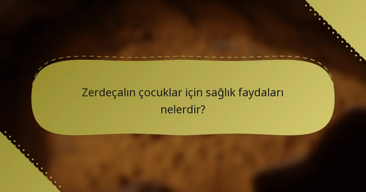 Zerdeçalın çocuklar için sağlık faydaları nelerdir?