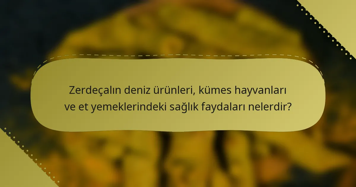 Zerdeçalın deniz ürünleri, kümes hayvanları ve et yemeklerindeki sağlık faydaları nelerdir?