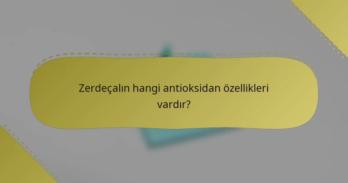 Zerdeçalın hangi antioksidan özellikleri vardır?