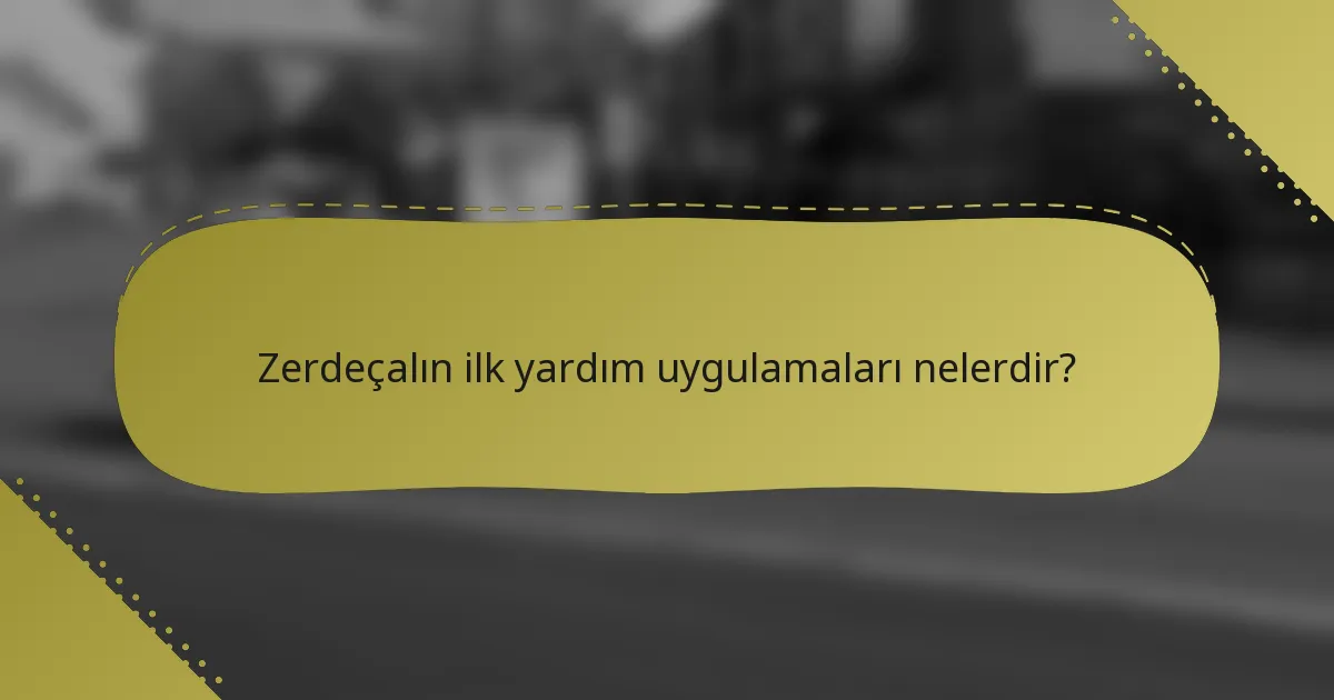 Zerdeçalın ilk yardım uygulamaları nelerdir?