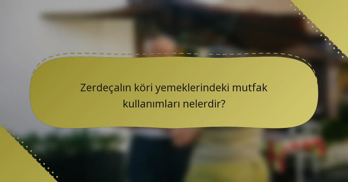 Zerdeçalın köri yemeklerindeki mutfak kullanımları nelerdir?