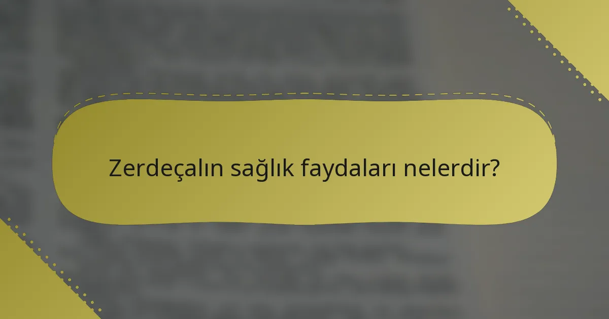 Zerdeçalın sağlık faydaları nelerdir?