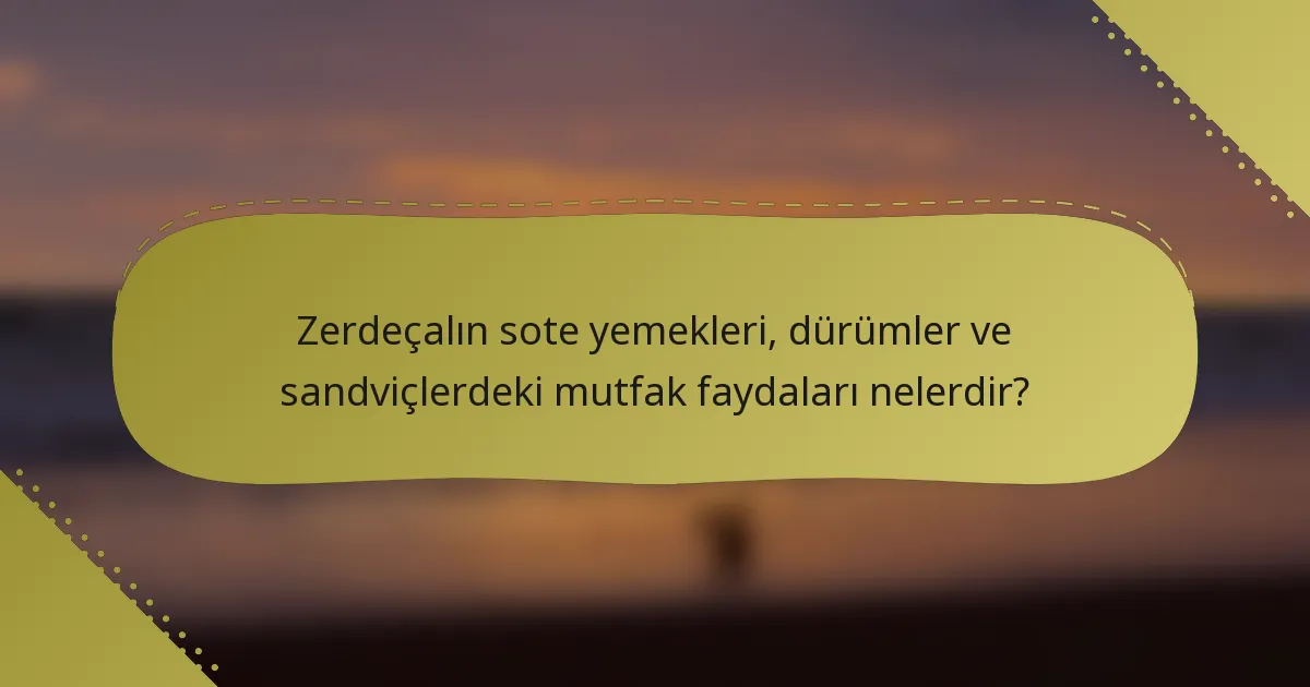 Zerdeçalın sote yemekleri, dürümler ve sandviçlerdeki mutfak faydaları nelerdir?