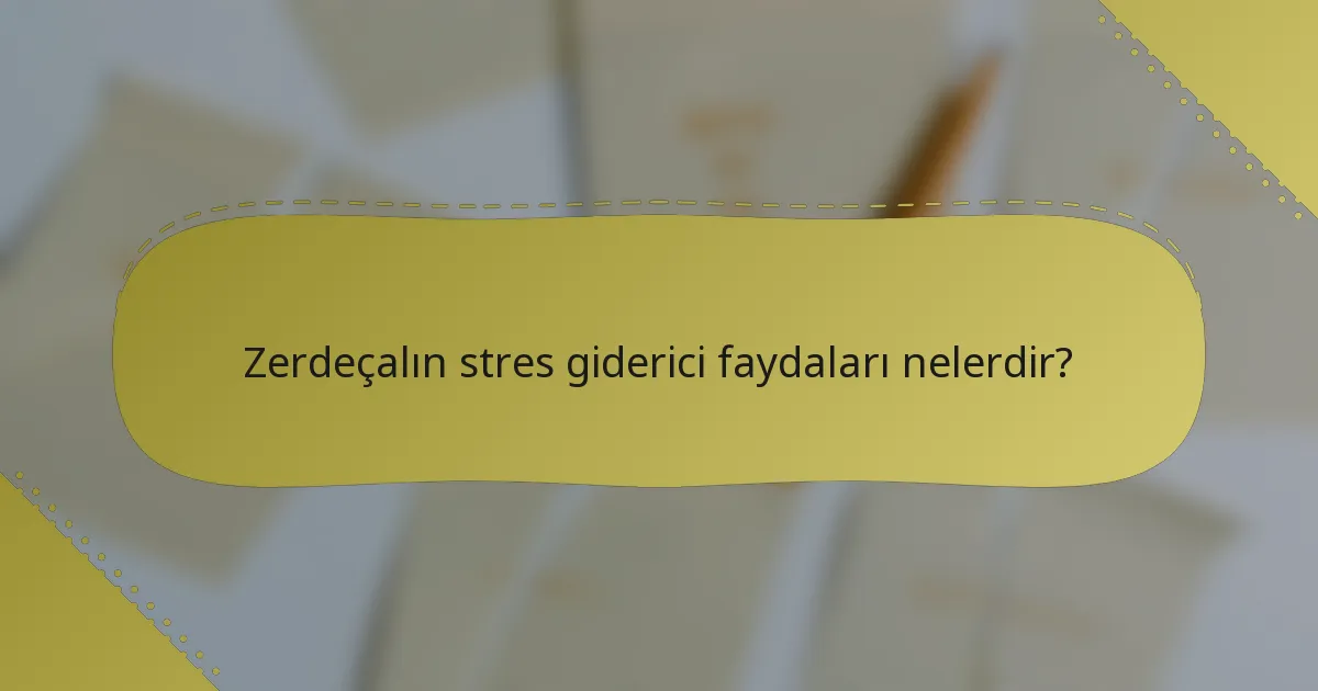 Zerdeçalın stres giderici faydaları nelerdir?